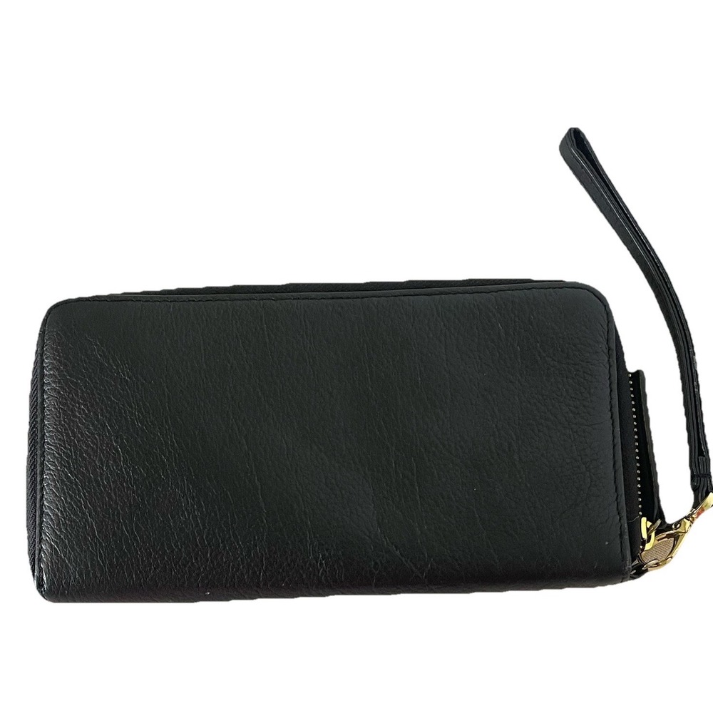 Kenneth‎ Cole Black Pebbled Leather Wristlet Wallet Zip Around Phone Organizer - Picture 2 of 5